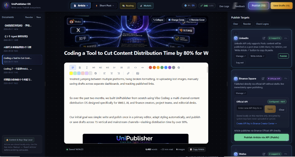 UniPublisher Long-form In-depth Publishing Interface